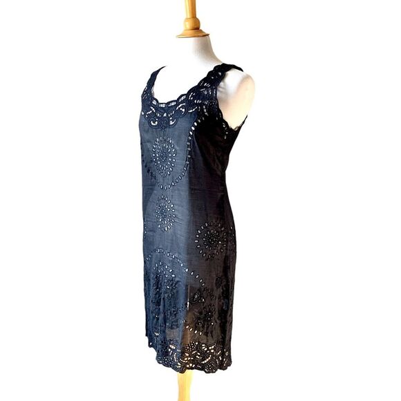 GROA Black Eyelet Lace Sheer Summer Beach Dress - Small - Picture 7 of 7